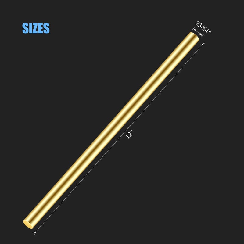 DYWISHKEY 2 Pieces 12 inches 23/64 inch/9.0mm Brass Rods, Brass Round Stock Lathe Bar Stock for DIY Craft Making, Handle Pin, Brass Rod 23/64 inch in Diameter, 12 inches in Length - Image 3